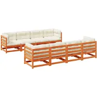 vidaXL 9-delige Loungeset met kussens massief grenenhout wasbruin