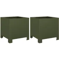 vidaXL Plantenbakken 2 st 30x30x30 cm staal olijfgroen