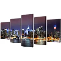 vidaXL Canvas muurdruk set Kleurrijke New York skyline 200 x 100 cm
