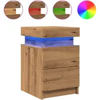 vidaXL Nachtkastje met LED 35x39x55 cm bewerkt hout artisanaal eiken
