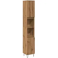 vidaXL Badkamerkast 30x30x190 cm bewerkt hout artisanaal eikenkleurig