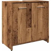 vidaXL Wastafelkast 60x33x60 cm bewerkt hout oud houtkleurig