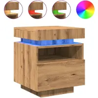 vidaXL Nachtkastjes met LED 2 st 40x39x48,5 cm artisanaal eikenkleur