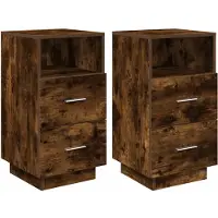 vidaXL Nachtkastjes 2 st met 2 lades 36x36x68 cm gerookt eikenkleurig