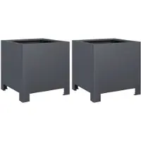 vidaXL Plantenbakken 2 st 30x30x30 cm staal antracietkleurig