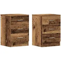 vidaXL Nachtkastjes 2 st 38x35x55 cm bewerkt hout oud houtkleurig