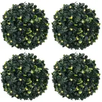 vidaXL Kunstbuxusballen met LED-verlichting 4 st 12 cm groen