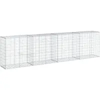 vidaXL Gabion met deksel, 400x50x100 cm, verzinkt staal