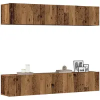 vidaXL Tv-wandkasten 4 st bewerkt hout oud houtkleurig