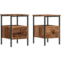 vidaXL Nachtkastjes 2 st 34x36x50 cm bewerkt hout oud houtkleurig