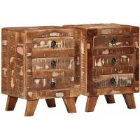 vidaXL Nachtkastje 2 st 37x32x50 cm massief gerecycled hout