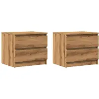 vidaXL Nachtkastjes 2 st 50x40x43.5 cm bewerkt hout artisanaal eiken