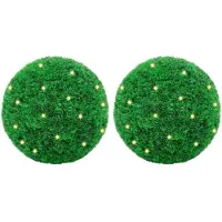 vidaXL Kunstbuxusballen met LED-verlichting 2 st 35 cm groen