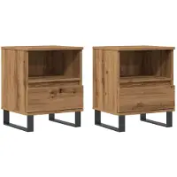 vidaXL Nachtkastjes 2 st 40x35x50cm bewerkt hout artisanaal eikenkleur