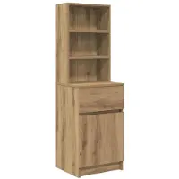 vidaXL Nachtkastje 39x35x125 cm bewerkt hout artisanaal eikenkleur