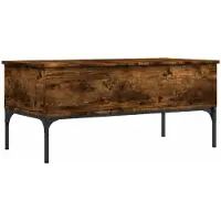 vidaXL Salontafel, gerookt eikenhout, 100x50x45 cm, houtvezel en metaal