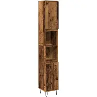 vidaXL Badmeubel, look van oud hout, 30x30x190 cm, houtvezel