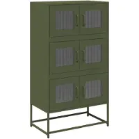 vidaXL Hoge kast 68x39x123 cm staal olijfgroen
