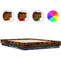 vidaXL Bedframe met LED-verlichting gerookt eikenkleurig 140x200 cm