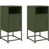 vidaXL Nachtkastjes 2 st 36x39x78 cm staal olijfgroen