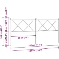 vidaXL Vervangend hoofdbord 180 cm metaal zwart