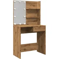 vidaXL Kaptafel met LED-verlichting 74,5x40x141 cm artisanaal eiken