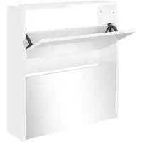 vidaXL Schoenenkast met spiegel 2-laags 63x17x67 cm hoogglans wit