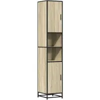 vidaXL Badkamerkast 35x37,5x188,5 cm hout en metaal sonoma eikenkleur