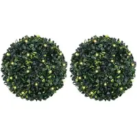 vidaXL Kunstbuxusballen met LED-verlichting 2 st 45 cm groen