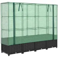 vidaXL Verhoogde tuinbed met kasafdekking, rattanlook, 160x40x138 cm