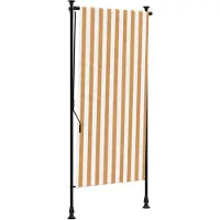 vidaXL Rolgordijn voor buiten 100x270 cm stof en staal oranje en wit