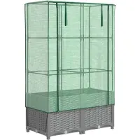vidaXL Verhoogde tuinbed met kasopbouw, rattanlook, 80x40x138 cm
