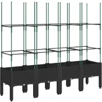 vidaXL Plantenbak met latwerk 160x40x142,5 cm polypropeen zwart