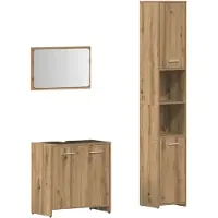 vidaXL 3-delige Badkamermeubelset bewerkt hout artisanaal eikenkleur