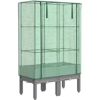 vidaXL Verhoogde tuinbed met kasopbouw, rattanlook, 80x40x140 cm