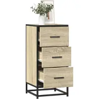 vidaXL Dressoir 35,5x35x76 cm bewerkt hout en metaal sonoma eikenkleur