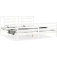 vidaXL Massief houten bed met hoofdeinde, wit, 200x200 cm