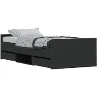 vidaXL Bedframe met hoofdeinde en voeteneinde, zwart, 90x200 cm