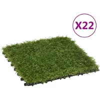 vidaXL Kunstgrastegels 22 st 30x30 cm groen