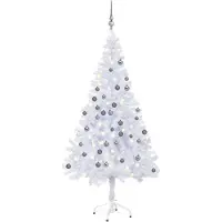 vidaXL Kunstkerstboom met verlichting en kerstballen 620 takken 180 cm