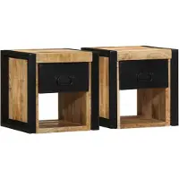 vidaXL Nachtkastjes 2 st 40x35x40 cm massief ruw hout mango