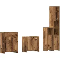 vidaXL 4-delige Badkamermeubelset bewerkt hout oud houtkleurig