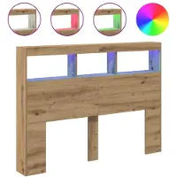 vidaXL Hoofdbordkast met LED artisan 140x17x102 cm eikenkleurig