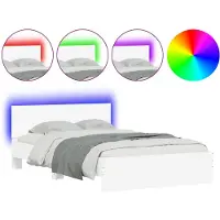 vidaXL Bedframe met hoofdeinde en LED-verlichting, wit, 120x190 cm