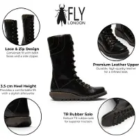 Fly london Vrouwen Zwarte Leren Veteraars Combat Ankle Boots - STER768