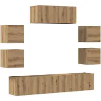 vidaXL 7-delig Tv-meubelset wandmontage bewerkt hout artisanaal eiken