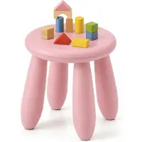 Relaxdays kindervoetbankje, 26 cm zithoogte, afneembaar, lichtgewicht, vormvast, zitbankje voor peuters, kunststof, roze