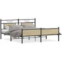 vidaXL Bedframe zonder matras metaal sonoma eikenkleurig 183x213 cm