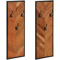 vidaXL Kapstokken 2 st 35x1x90 cm massief acaciahout