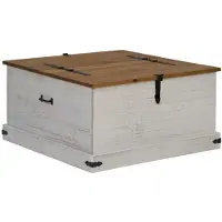 vidaXL Opbergkist HALDEN wit 91x91x47 cm massief grenenhout